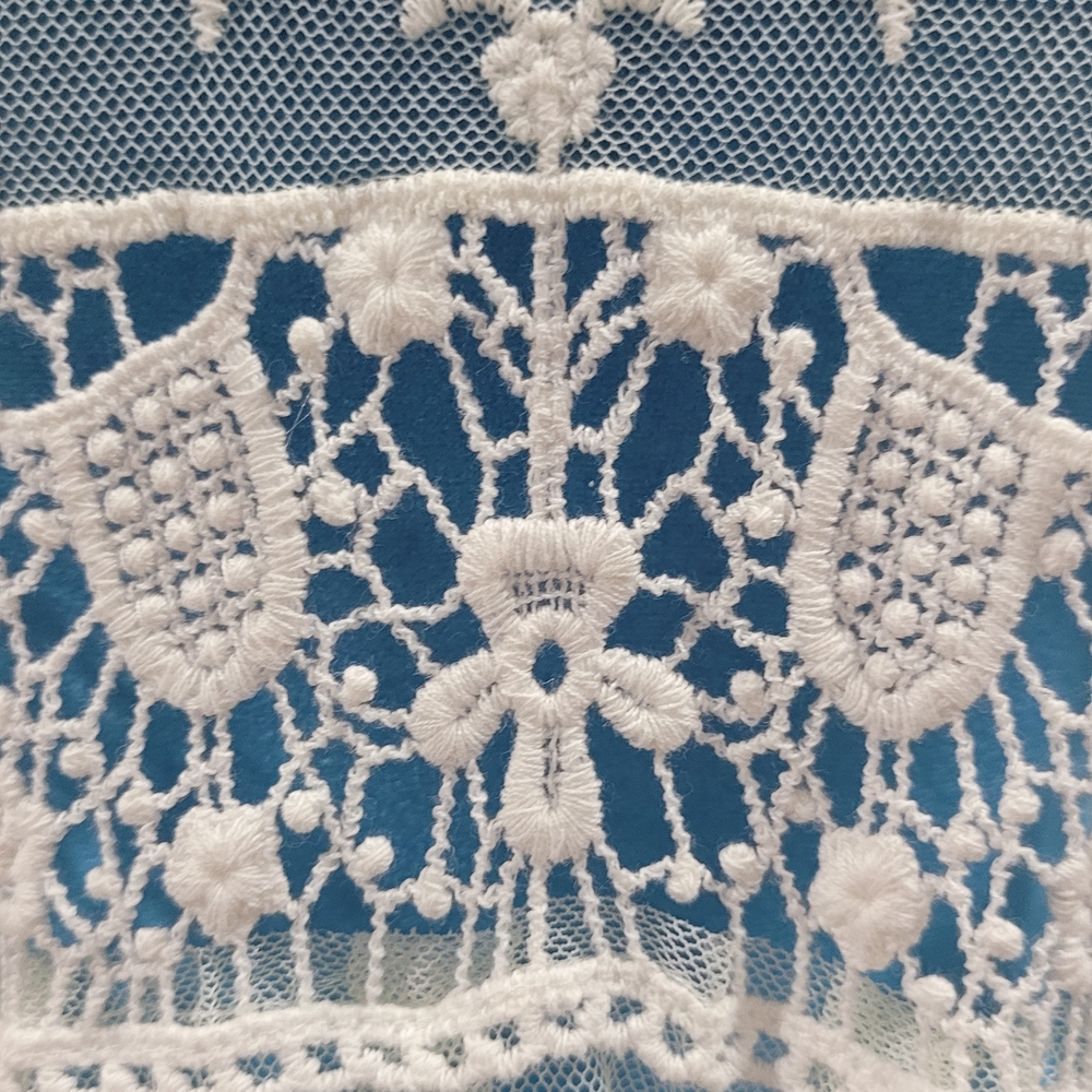 Elegant Blue and White Lace Women Top - Picture 3 of 3